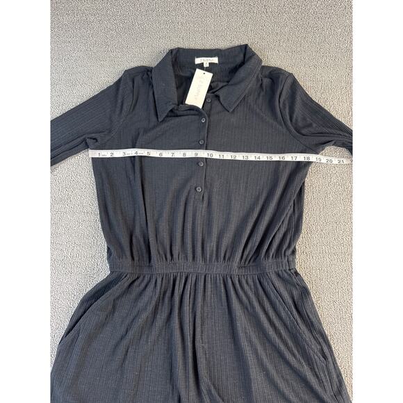 NWT Z Supply Lycra Henley Romper Medium Black Long Sleeve Ribbed Casual Lounge - Picture 7 of 12
